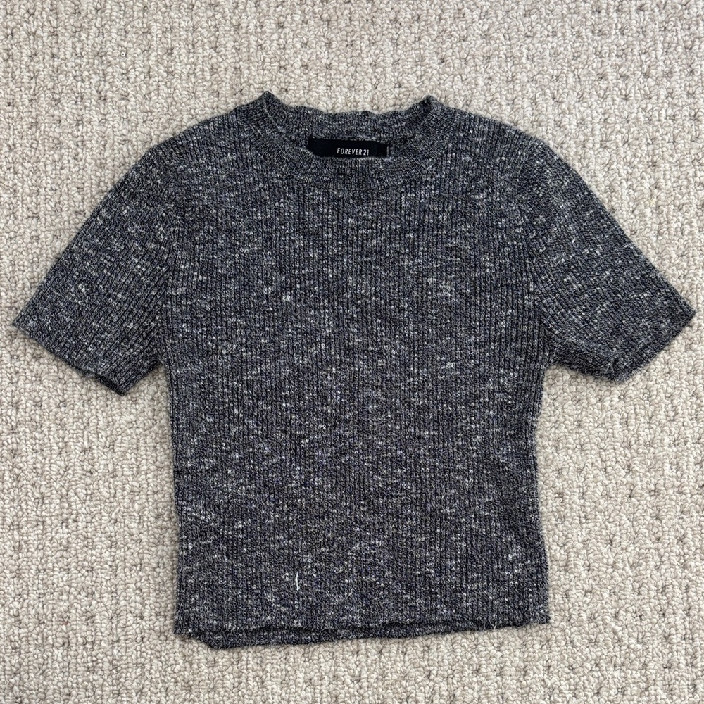 Charcoal Knit Short Sleeve Top